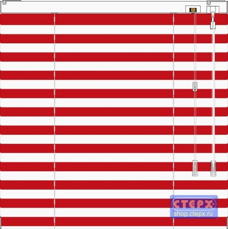 Жалюзи горизонтальные алюминиевые «Танго 25» «Тельняшка с красной полосой»