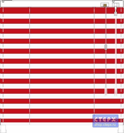 Жалюзи горизонтальные алюминиевые «Танго 25» «Тельняшка с красной полосой»