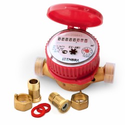 Счётчик учёта горячей воды ENBRA EV-FM1 L110 D15 B, Со сгонами (с крышкой)