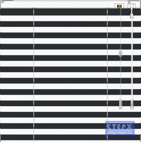 Жалюзи горизонтальные алюминиевые «Танго 25» «Тельняшка с чёрной полосой»