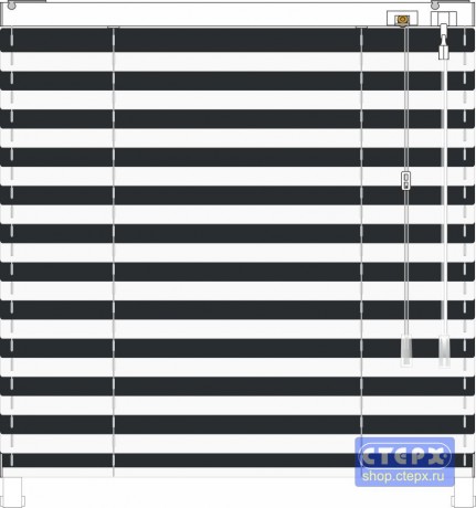 Жалюзи горизонтальные алюминиевые «Танго 25» «Тельняшка с чёрной полосой»