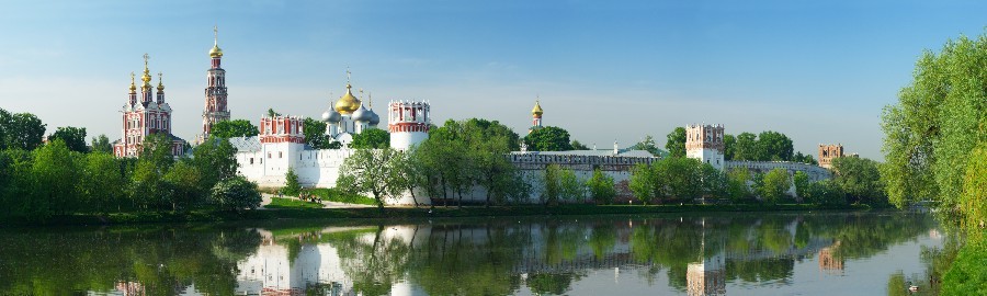 Постер «Панорама на Новодевичий монастырь», 100 см х 30 см