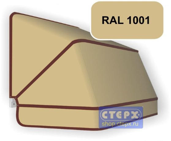 Корзинная прямоугольная маркиза с 3 лучами жесткости и тентом из однотонной ткани