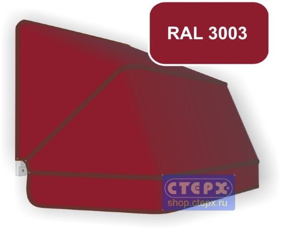 Корзинная прямоугольная маркиза с 3 лучами жесткости и тентом из однотонной ткани