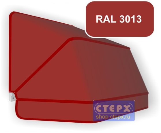 Корзинная прямоугольная маркиза с 3 лучами жесткости и тентом из однотонной ткани