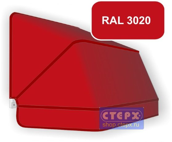 Корзинная прямоугольная маркиза с 3 лучами жесткости и тентом из однотонной ткани