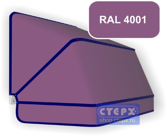 Корзинная прямоугольная маркиза с 3 лучами жесткости и тентом из однотонной ткани
