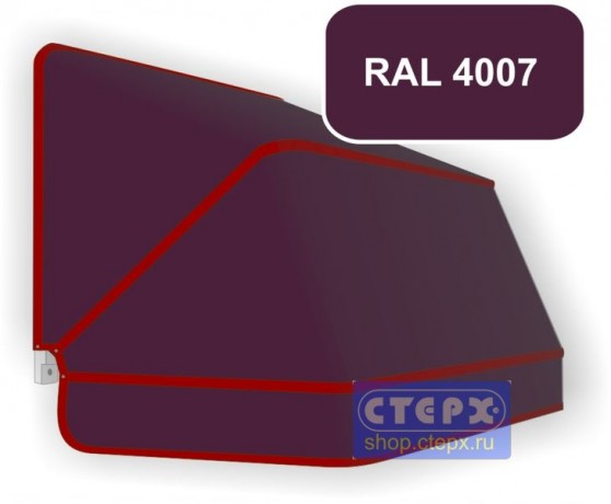 Корзинная прямоугольная маркиза с 3 лучами жесткости и тентом из однотонной ткани