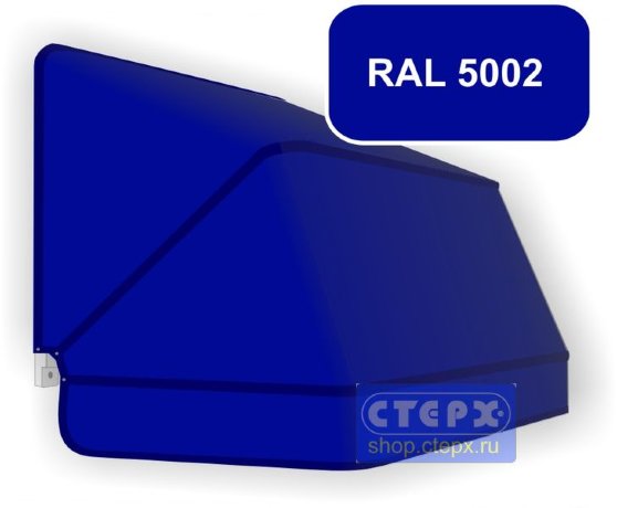 Корзинная прямоугольная маркиза с 3 лучами жесткости и тентом из однотонной ткани