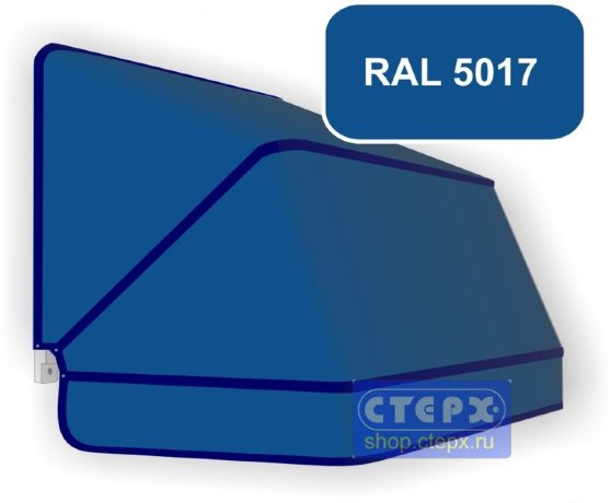 Корзинная прямоугольная маркиза с 3 лучами жесткости и тентом из однотонной ткани