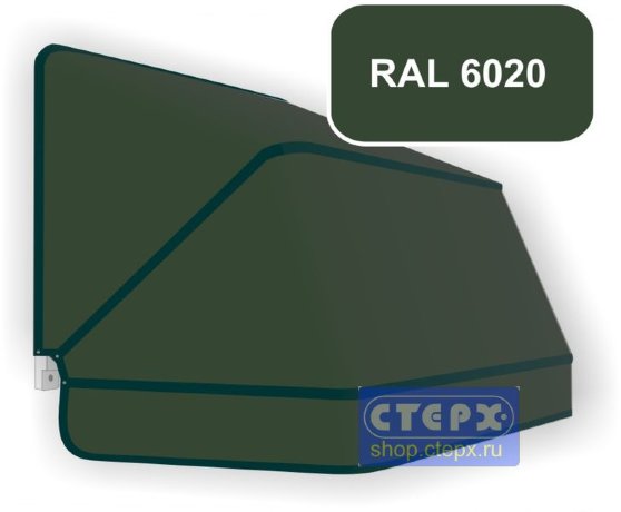Корзинная прямоугольная маркиза с 3 лучами жесткости и тентом из однотонной ткани