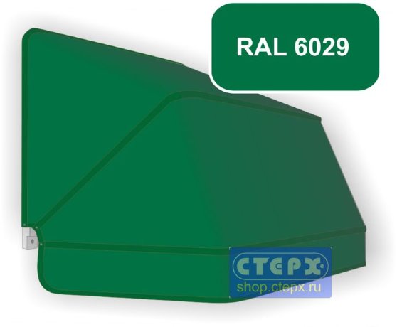 Корзинная прямоугольная маркиза с 3 лучами жесткости и тентом из однотонной ткани