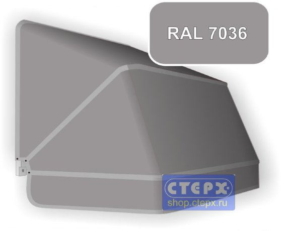 Корзинная прямоугольная маркиза с 3 лучами жесткости и тентом из однотонной ткани