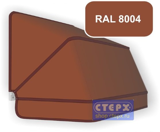 Корзинная прямоугольная маркиза с 3 лучами жесткости и тентом из однотонной ткани