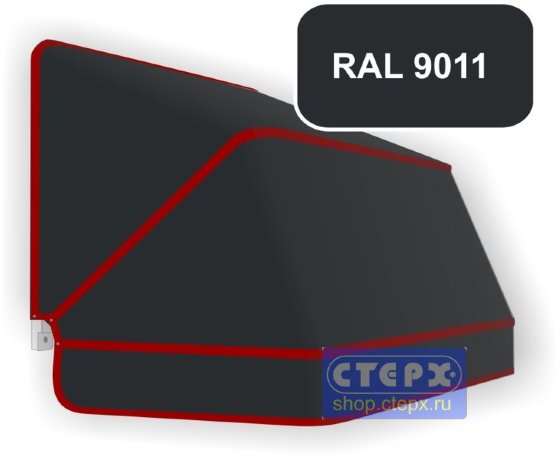 Корзинная прямоугольная маркиза с 3 лучами жесткости и тентом из однотонной ткани