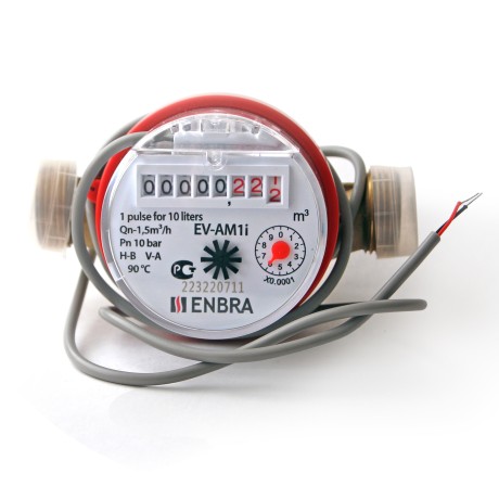 Счётчик учёта горячей воды ENBRA EV-AM1i L110 D15 B, с импульсным выходом, без сгонов