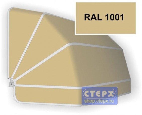 Корзинная прямоугольная маркиза с 4 лучами жесткости и тентом из однотонной ткани