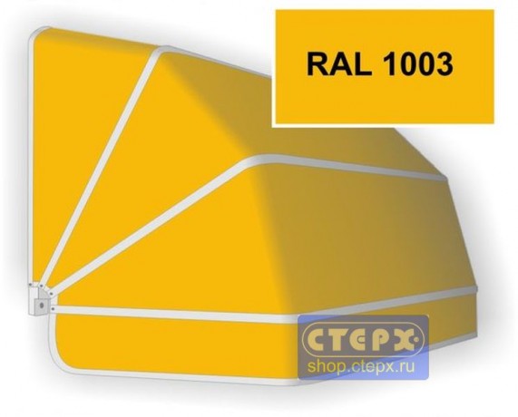 Корзинная прямоугольная маркиза с 4 лучами жесткости и тентом из однотонной ткани