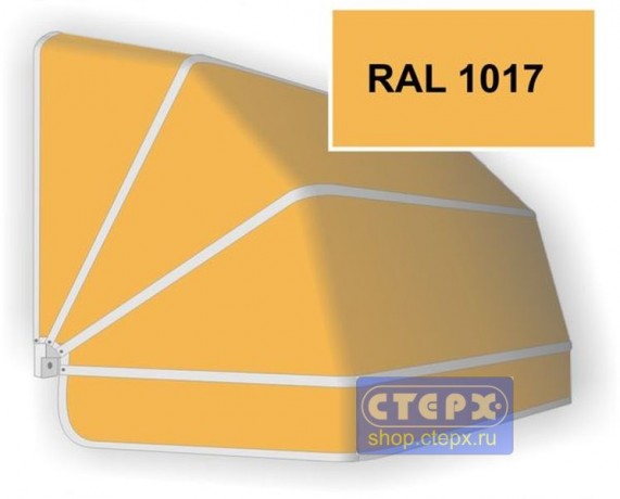 Корзинная прямоугольная маркиза с 4 лучами жесткости и тентом из однотонной ткани