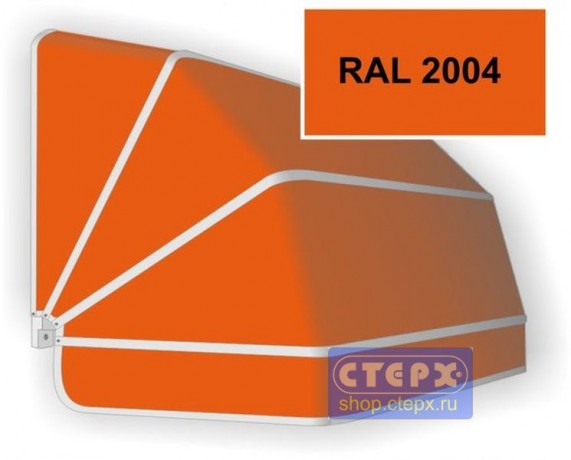 Корзинная прямоугольная маркиза с 4 лучами жесткости и тентом из однотонной ткани