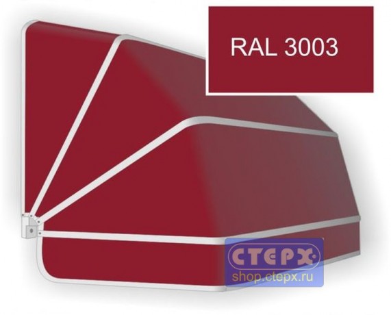 Корзинная прямоугольная маркиза с 4 лучами жесткости и тентом из однотонной ткани