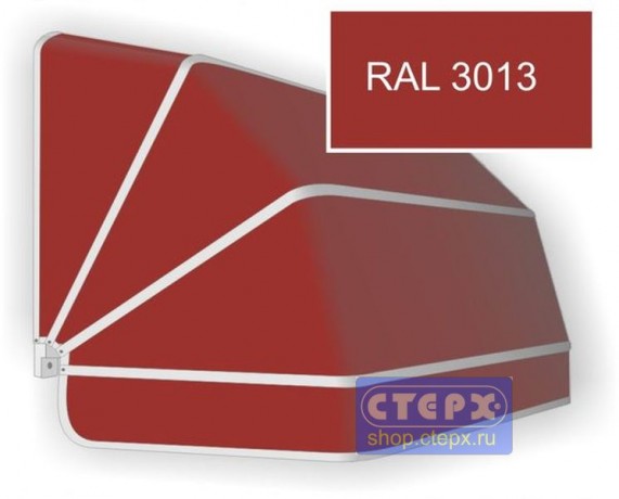 Корзинная прямоугольная маркиза с 4 лучами жесткости и тентом из однотонной ткани