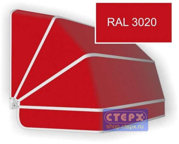 Корзинная прямоугольная маркиза с 4 лучами жесткости и тентом из однотонной ткани