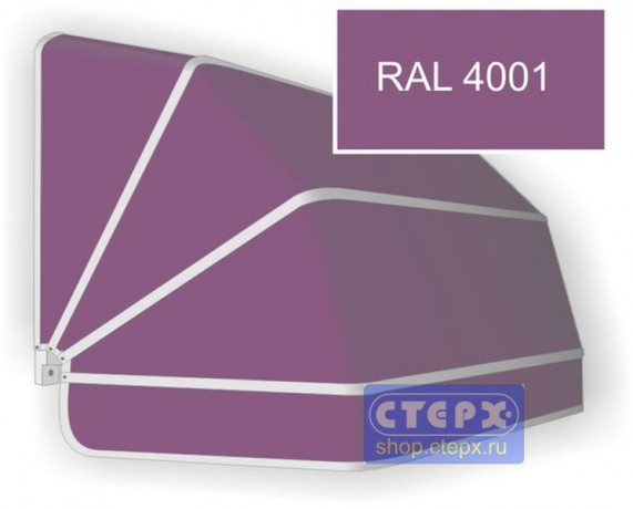 Корзинная прямоугольная маркиза с 4 лучами жесткости и тентом из однотонной ткани