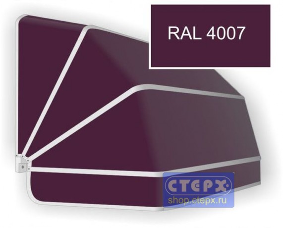 Корзинная прямоугольная маркиза с 4 лучами жесткости и тентом из однотонной ткани