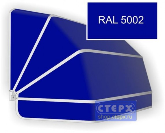 Корзинная прямоугольная маркиза с 4 лучами жесткости и тентом из однотонной ткани
