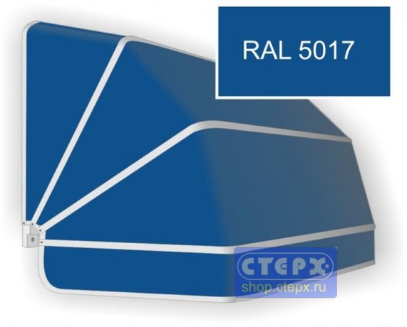 Корзинная прямоугольная маркиза с 4 лучами жесткости и тентом из однотонной ткани