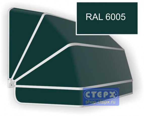 Корзинная прямоугольная маркиза с 4 лучами жесткости и тентом из однотонной ткани