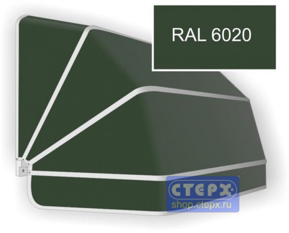 Корзинная прямоугольная маркиза с 4 лучами жесткости и тентом из однотонной ткани