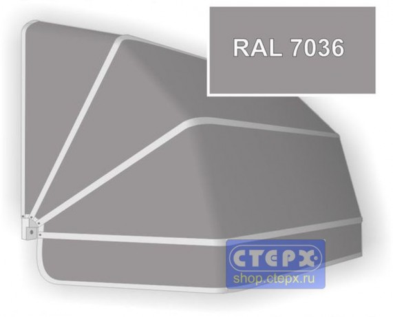 Корзинная прямоугольная маркиза с 4 лучами жесткости и тентом из однотонной ткани
