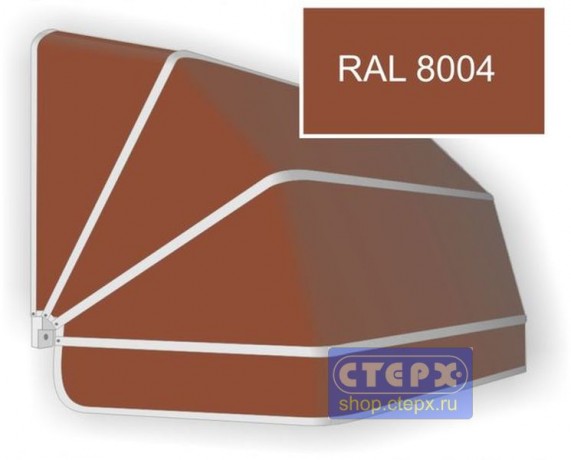 Корзинная прямоугольная маркиза с 4 лучами жесткости и тентом из однотонной ткани