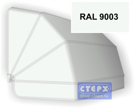 Корзинная прямоугольная маркиза с 4 лучами жесткости и тентом из однотонной ткани