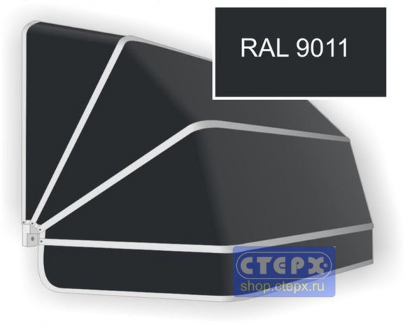 Корзинная прямоугольная маркиза с 4 лучами жесткости и тентом из однотонной ткани