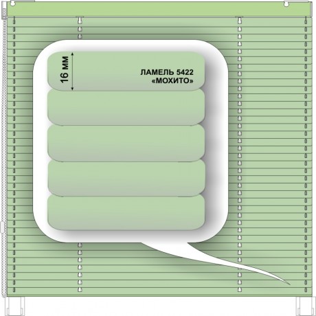 Жалюзи горизонтальные алюминиевые «Румба 16» «Вкусные желтые и зеленые цвета»