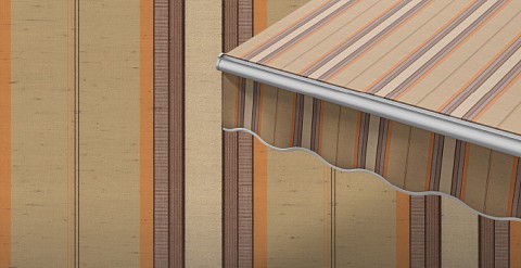 Маркиза локтевая VENTURA NEW, локти 1,5 метра, ручной привод, тент из ткани в многоцветную полоску