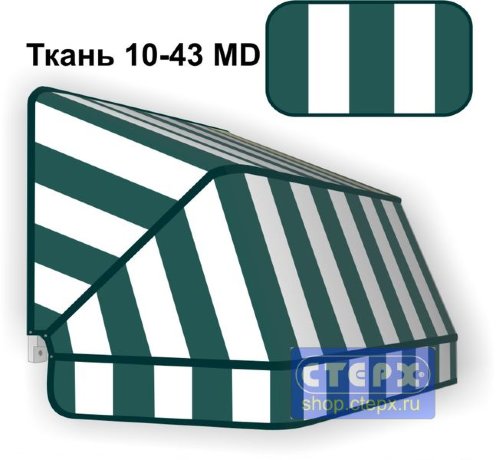 Корзинная прямоугольная маркиза с 3 лучами жесткости и тентом из ткани в двухцветную полоску