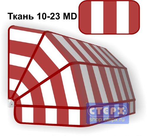 Корзинная прямоугольная маркиза с 4 лучами жесткости и тентом из ткани в двухцветную полоску