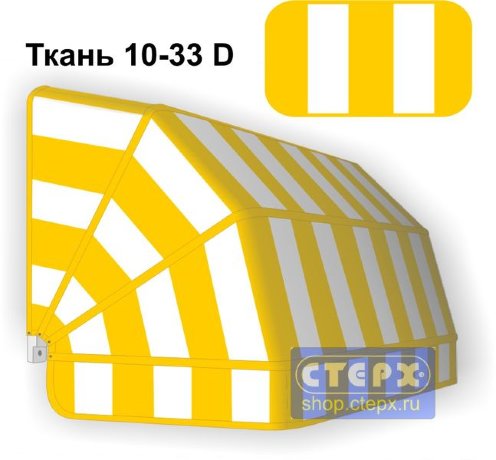 Корзинная прямоугольная маркиза с 4 лучами жесткости и тентом из ткани в двухцветную полоску