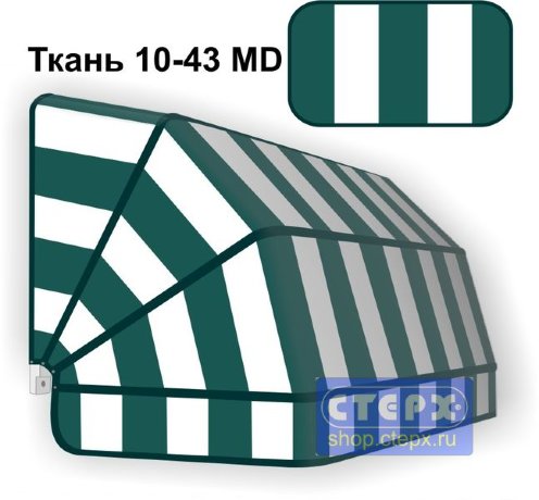 Корзинная прямоугольная маркиза с 4 лучами жесткости и тентом из ткани в двухцветную полоску