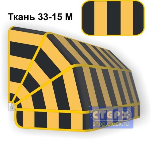 Корзинная прямоугольная маркиза с 4 лучами жесткости и тентом из ткани в двухцветную полоску