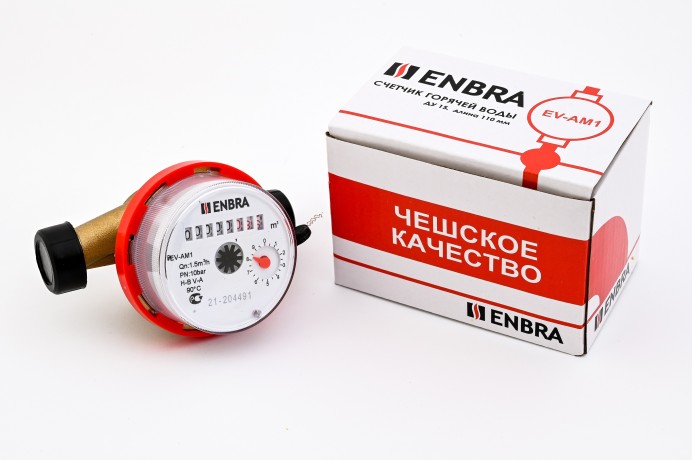 Счётчик учёта горячей воды ENBRA EV-AM1 L130 D20 B, без сгонов