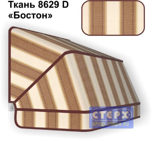 Корзинная прямоугольная маркиза с 3 лучами жесткости и тентом из ткани в многоцветную жаккардовую полоску