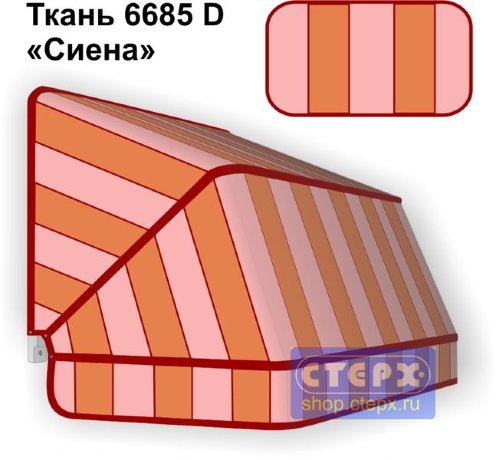 Корзинная прямоугольная маркиза с 3 лучами жесткости и тентом из ткани в многоцветную жаккардовую полоску