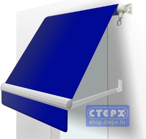 Прямая откидная маркиза с ручным приводом и тентом из однотонной ткани