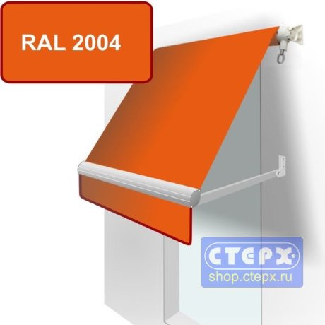 Прямая откидная маркиза с ручным приводом и тентом из однотонной ткани