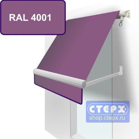 Прямая откидная маркиза с ручным приводом и тентом из однотонной ткани